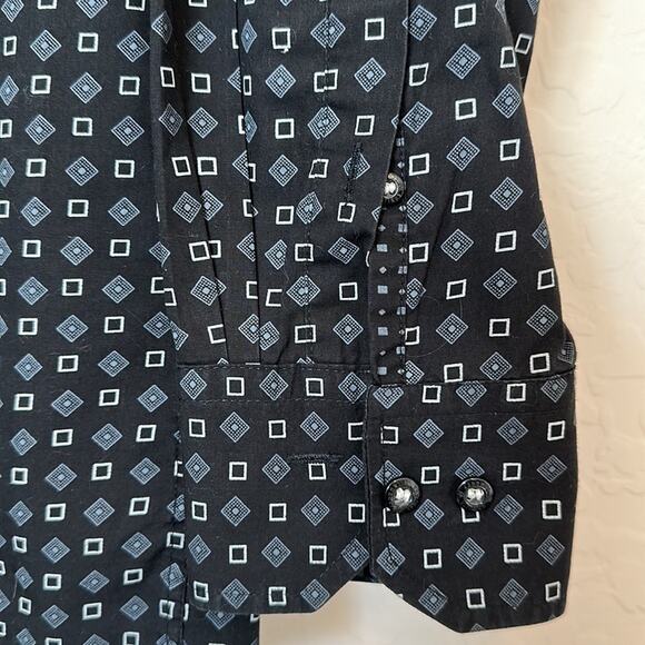 English Laundry Geometric Print Long Sleeve Button Up Dress Shirt Black New Sz L - Picture 9 of 14